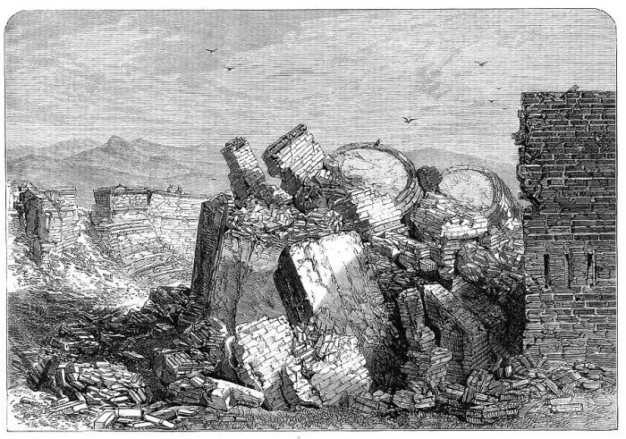 Framed Print : Destruction of the fortifications of the Ionian Islands: the escarp of the Keep of Vido... 1864. Creator: Unknown Framed Print : Destruction of the fortifications of the Ionian Islands: the escarp of the Keep of Vido... 1864. Creator: Unknown