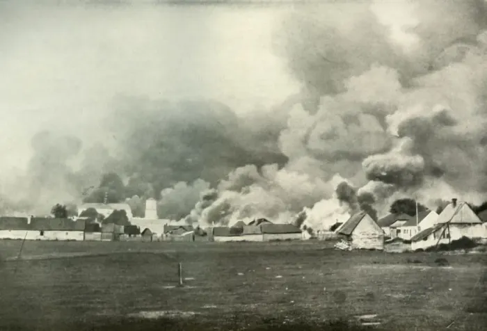 Framed Print : The Destruction of a Polish Village, (1919). Creator: Unknown Framed Print : The Destruction of a Polish Village, (1919). Creator: Unknown