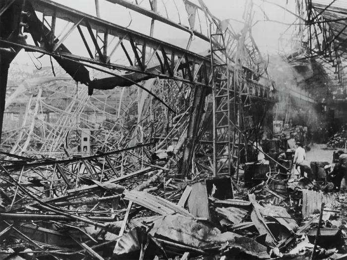 Framed Print : The destruction of Renault's Billancourt factory, Paris, France, WWII, c1939-c1945