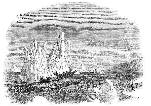 Destruction of a Skin-Boat by the Falling of an Iceberg, 1856. Creator: Unknown