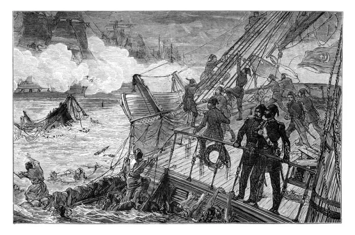 Framed Print : Destruction of the Turkish fleet at Sinope, 1853, (1900) Framed Print : Destruction of the Turkish fleet at Sinope, 1853, (1900)