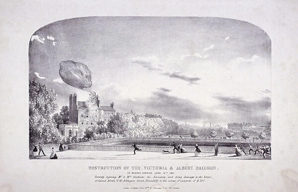 Destruction of the Victoria & Albert Balloon, Arlington St, Westminster, London, 1851