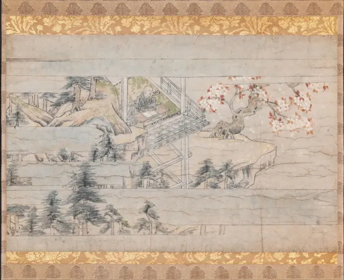 Framed Print : Detached section from scroll one from A Long Tale for an Autumn Night... ca. 1400 Framed Print : Detached section from scroll one from A Long Tale for an Autumn Night... ca. 1400