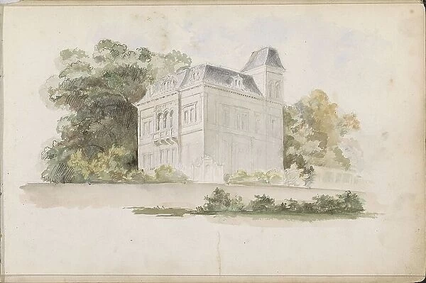 Detached villa with tower near trees, 1862-1867. Creator: Isaac Gosschalk