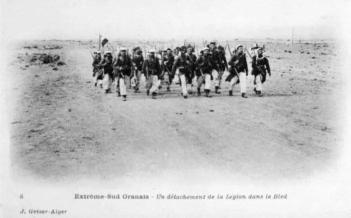 Framed Print : A detachment of the French Foreign Legion in the Sahara desert, Algeria, c1905. Artist: J Geiser Framed Print : A detachment of the French Foreign Legion in the Sahara desert, Algeria, c1905. Artist: J Geiser