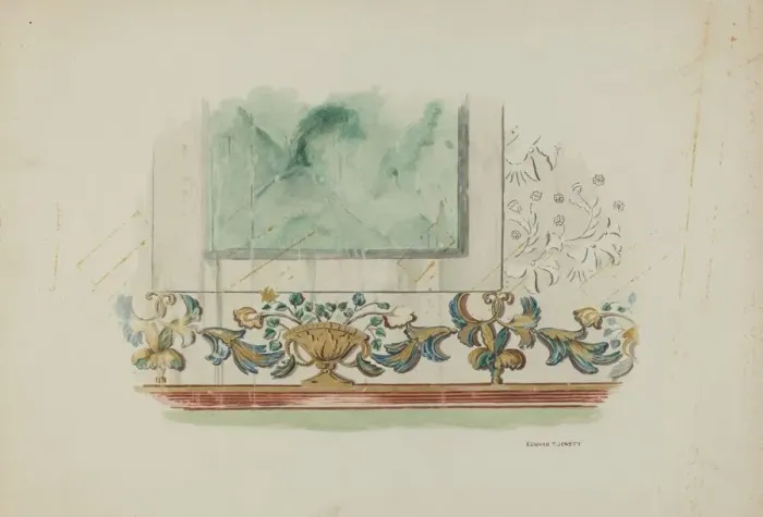 Framed Print : Detail, Painted Decoration on Sanctuary Wall, c. 1939. Creator: Edward Jewett Framed Print : Detail, Painted Decoration on Sanctuary Wall, c. 1939. Creator: Edward Jewett