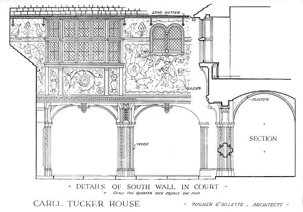 Details of south wall in court - house of Carll Tucker, Mount Kisco, New York, 1925. Artist: Walker and Gillette