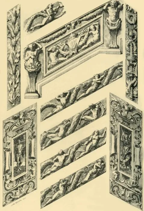 Framed Print : Details of Staircase Decoration, c1870s, (1881). Creator: John Watkins Framed Print : Details of Staircase Decoration, c1870s, (1881). Creator: John Watkins