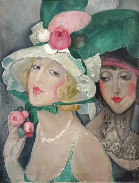 Framed Print : Deux cocottes avec des chapeaux, 1920. Creator: Wegener, Gerda (1886-1940) Framed Print : Deux cocottes avec des chapeaux, 1920. Creator: Wegener, Gerda (1886-1940)