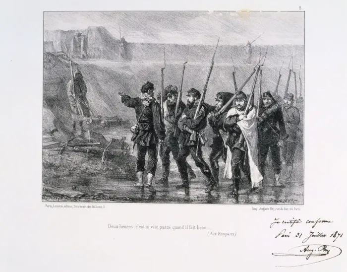 Framed Print : Deux heures, c est si vite passe quand il fait beau, Siege of Paris, 1870-1871 (1871). Artist: Auguste Bry Framed Print : Deux heures, c est si vite passe quand il fait beau, Siege of Paris, 1870-1871 (1871). Artist: Auguste Bry