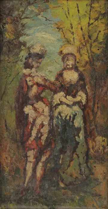 Framed Print : Deux personnages dans un parc, between 1870 and 1880. Creator: Adolphe Monticelli Framed Print : Deux personnages dans un parc, between 1870 and 1880. Creator: Adolphe Monticelli