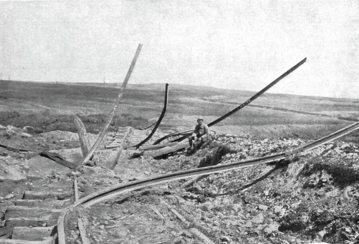 Framed Print : Devant Verdun; Entre Fleury et Thiaumont, sur la voie du chemin de fer d'interet local qui... 1916 Creator: Unknown Framed Print : Devant Verdun; Entre Fleury et Thiaumont, sur la voie du chemin de fer d'interet local qui... 1916 Creator: Unknown