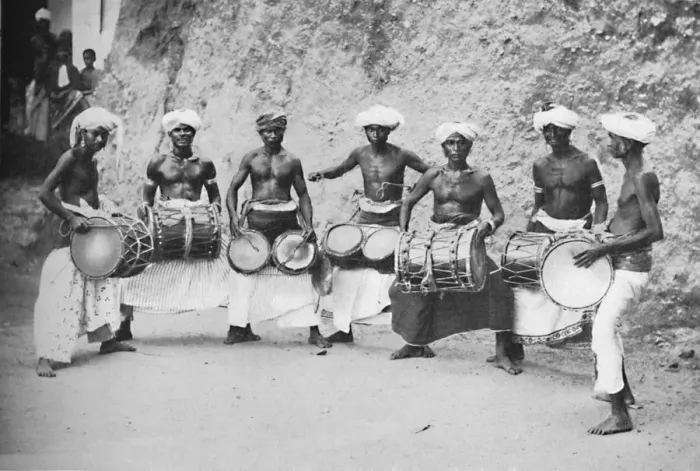 Framed Print : Devil-dancers of Guida with their drums, 1902. Artist: Watts & Skeen Framed Print : Devil-dancers of Guida with their drums, 1902. Artist: Watts & Skeen