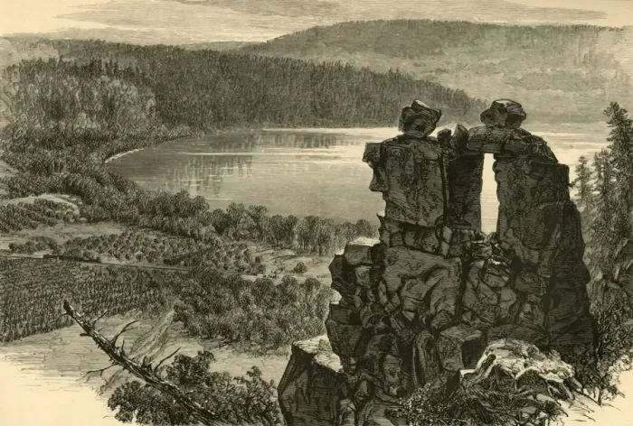 Framed Print : Devils Door-way, Devils Lake, Wisconsin, 1874. Creator: Alfred Waud