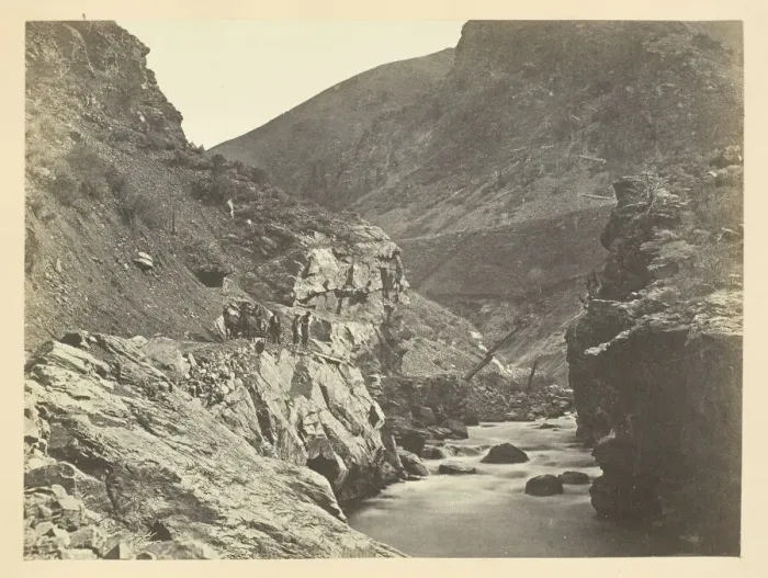 Framed Print : Devil's Gate, (From Below) Weber Canon, Wasatch Mountain, 1868 / 69. Creator: Andrew Joseph Russell Framed Print : Devil's Gate, (From Below) Weber Canon, Wasatch Mountain, 1868 / 69. Creator: Andrew Joseph Russell
