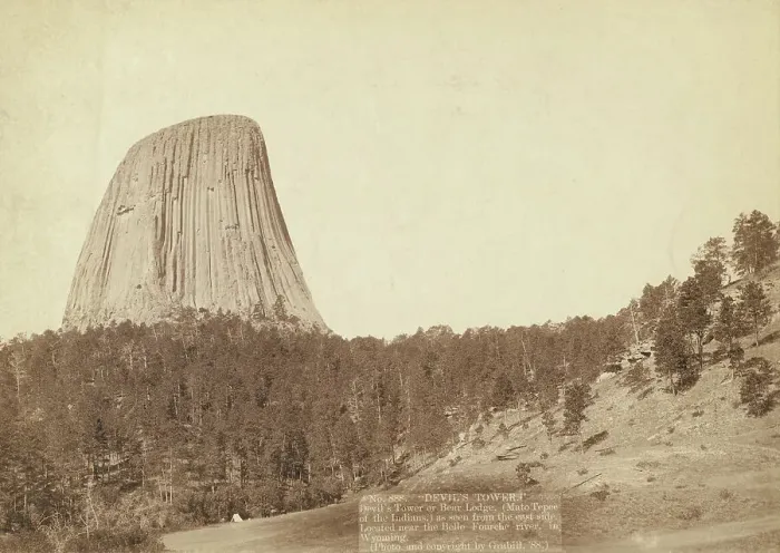Framed Print : Devil's Tower Devil's Tower or Bear Lodge (Mato [ie Mateo] Tepee of the... 1888. Creator: John C. H. Grabill)
