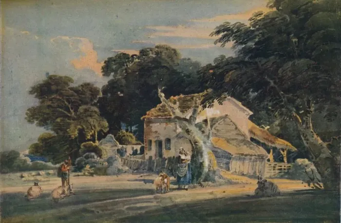 Framed Print : Devonshire Farm, c1798. Artist: Thomas Girtin Framed Print : Devonshire Farm, c1798. Artist: Thomas Girtin
