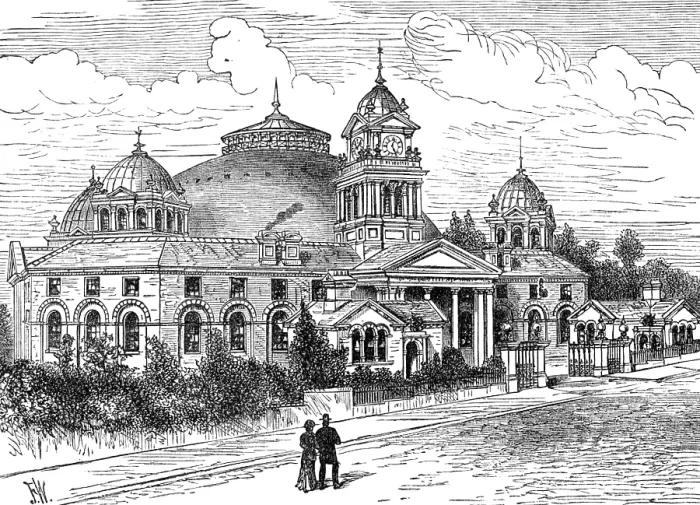 Framed Print : The Devonshire Hospital, Buxton, with the additional building, 1881. Creator: Unknown Framed Print : The Devonshire Hospital, Buxton, with the additional building, 1881. Creator: Unknown