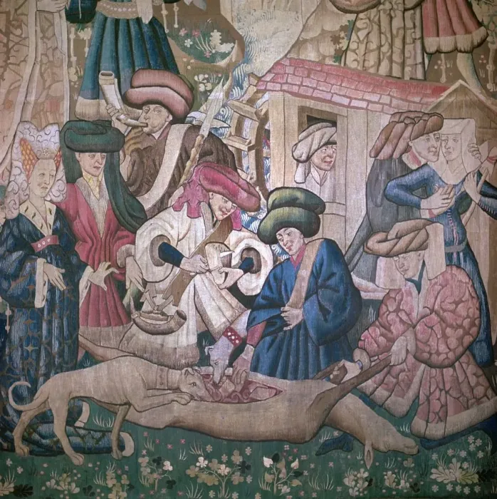 Framed Print : Detail from the Devonshire Hunting Tapestries, 15th century Framed Print : Detail from the Devonshire Hunting Tapestries, 15th century