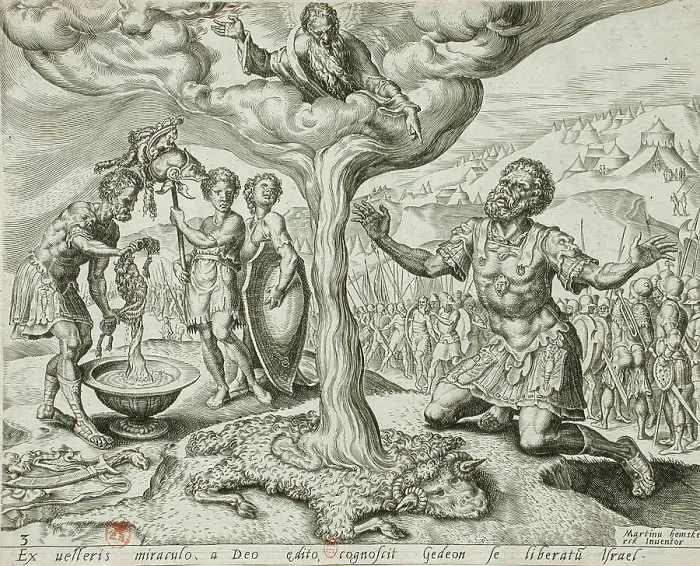 Framed Print : The Dew Upon the Fleece of Wool, 1561. Creator: Unknown Framed Print : The Dew Upon the Fleece of Wool, 1561. Creator: Unknown