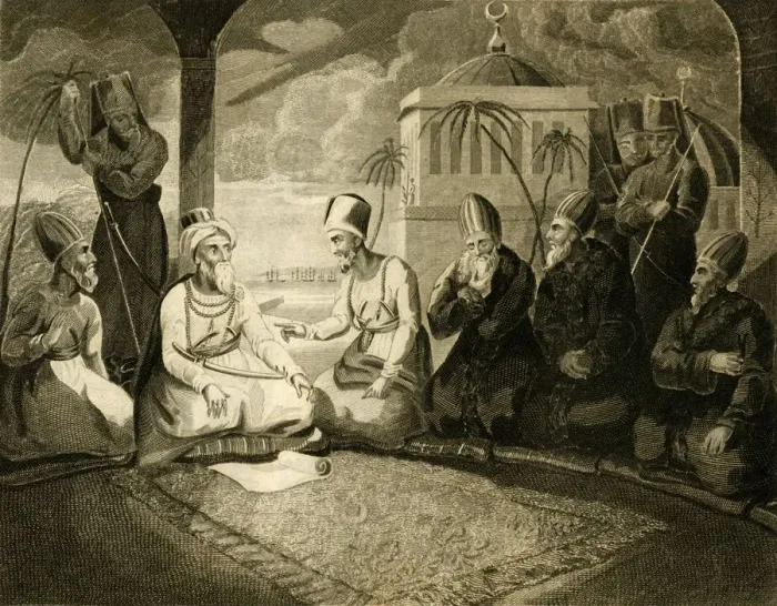 Framed Print : The Dey of Algiers consulting his council on the arrival of the English Fleet, 1816 Framed Print : The Dey of Algiers consulting his council on the arrival of the English Fleet, 1816