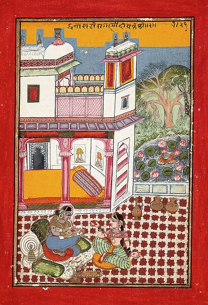 Dhanashri Ragini, First Wife of Dipak Raga, Folio from a Ragamala... between c1725 and c1750. Creator: Unknown