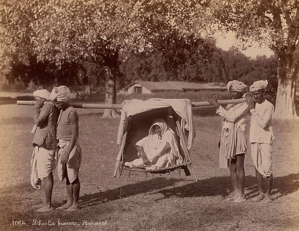 Dhoolie Bearers - Benares, 1860s-70s. Creator: Unknown