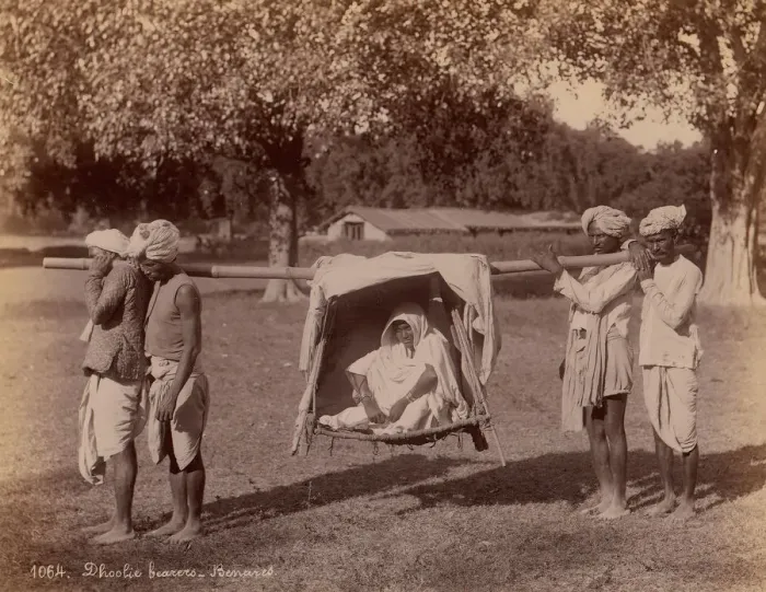 Framed Print : Dhoolie Bearers - Benares, 1860s-70s. Creator: Unknown Framed Print : Dhoolie Bearers - Benares, 1860s-70s. Creator: Unknown