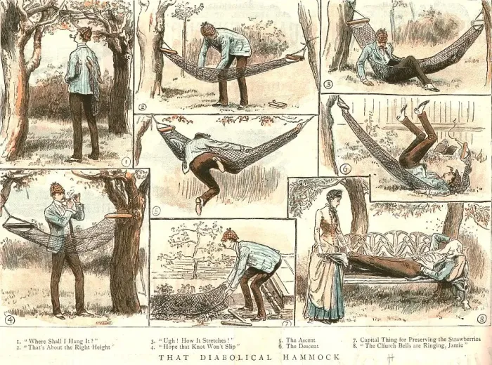 Framed Print : That diabolical Hammock, 1886. Creator: Unknown Framed Print : That diabolical Hammock, 1886. Creator: Unknown