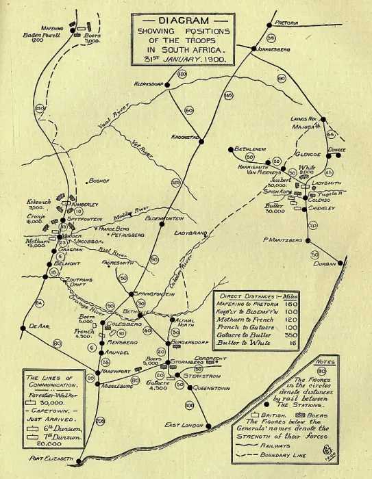 Framed Print : Diagram Showing Positions of the Troops in South Africa, 31st January 1900, (c1900). Creator: Unknown Framed Print : Diagram Showing Positions of the Troops in South Africa, 31st January 1900, (c1900). Creator: Unknown