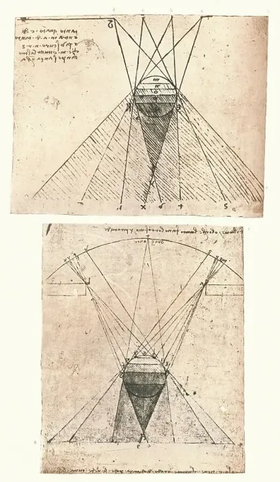 Framed Print : Two diagrams illustrating the theory of light and shade, c1472-c1519 (1883). Artist: Leonardo da Vinci Framed Print : Two diagrams illustrating the theory of light and shade, c1472-c1519 (1883). Artist: Leonardo da Vinci