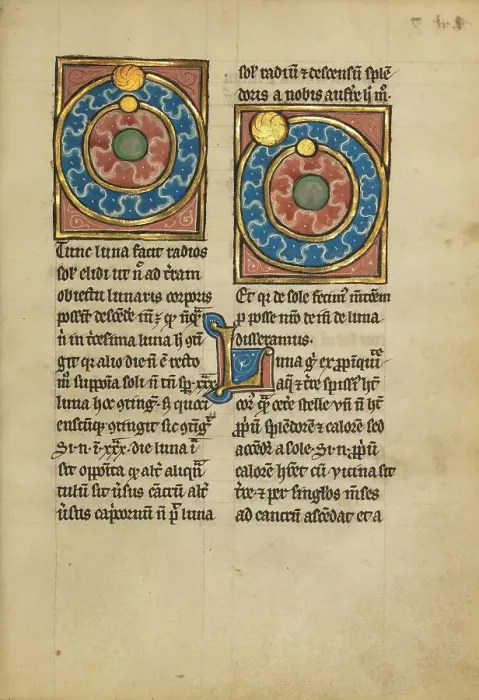 Framed Print : Two Diagrams Showing the Orbits of the Sun and the Moon; De Natura Avium... 1277 or after. Creator: Unknown Framed Print : Two Diagrams Showing the Orbits of the Sun and the Moon; De Natura Avium... 1277 or after. Creator: Unknown