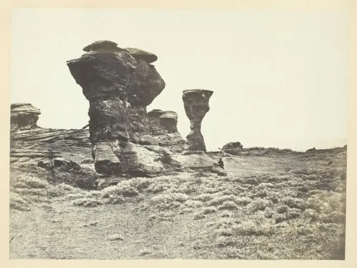 Framed Print : Dial Rock, Red Buttes, Laramie Plains, 1868 / 69. Creator: Andrew Joseph Russell Framed Print : Dial Rock, Red Buttes, Laramie Plains, 1868 / 69. Creator: Andrew Joseph Russell