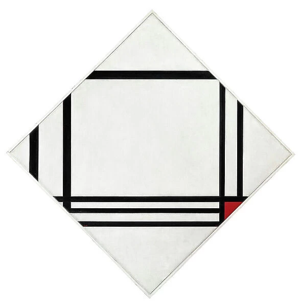 Diamond composition with eight lines and red (Picture No. 3), 1938. Creator: Mondrian, Piet (1872-1944)