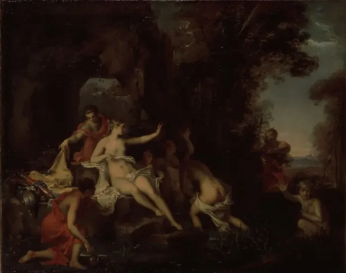 Framed Print : Diana and Actaeon. Artist: Galloche, Louis (1670-1761) Framed Print : Diana and Actaeon. Artist: Galloche, Louis (1670-1761)
