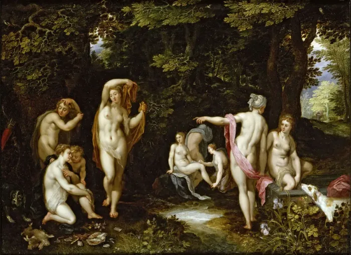 Framed Print : Diana and Actaeon, ca 1595. Artist: Brueghel, Jan, the Elder (1568-1625) Framed Print : Diana and Actaeon, ca 1595. Artist: Brueghel, Jan, the Elder (1568-1625)