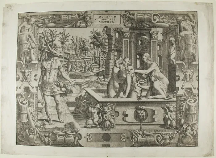 Framed Print : Diana and Actaeon (the Metamorphosis of Acteon), 1544. Creator: Jean Mignon Framed Print : Diana and Actaeon (the Metamorphosis of Acteon), 1544. Creator: Jean Mignon