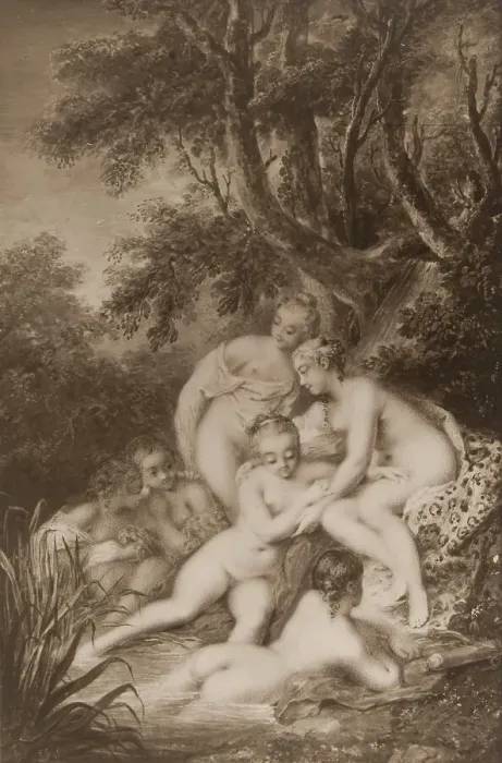 Framed Print : Diana bathing surrounded by five nymphs. Creator: Jacques Charlier Framed Print : Diana bathing surrounded by five nymphs. Creator: Jacques Charlier