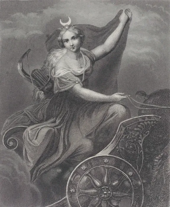 Framed Print : Diana on her chariot, 1832-1902. Creator: Albert Henry Payne Framed Print : Diana on her chariot, 1832-1902. Creator: Albert Henry Payne
