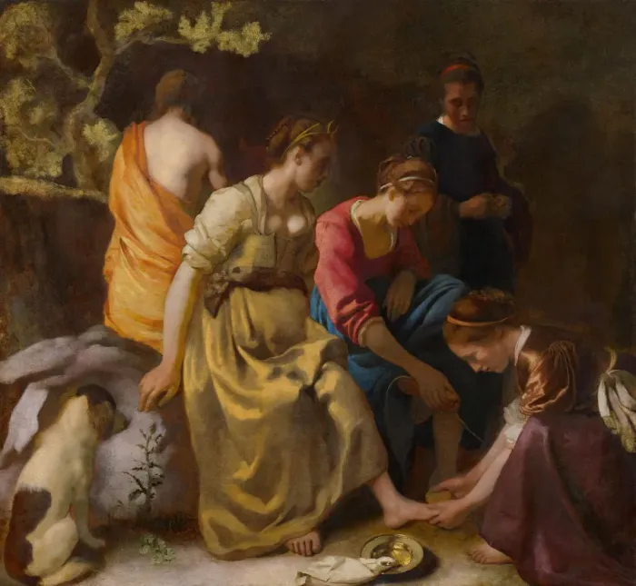 Framed Print : Diana and Her Companions, ca 1654. Artist: Vermeer, Jan (Johannes) (1632-1675) Framed Print : Diana and Her Companions, ca 1654. Artist: Vermeer, Jan (Johannes) (1632-1675)