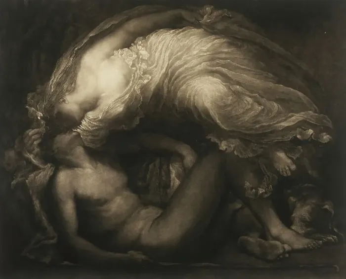 Framed Print : Diana and Endymion, 1891. Creator: Frank Short Framed Print : Diana and Endymion, 1891. Creator: Frank Short