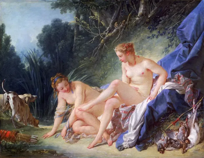Framed Print : Diana Getting out of Her Bath, 1742. Artist: Francois Boucher Framed Print : Diana Getting out of Her Bath, 1742. Artist: Francois Boucher