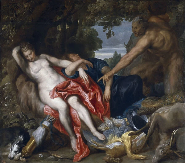 Diana and her nymph surprised by satyr. Artist: Dyck, Sir Anthony van (1599-1641)