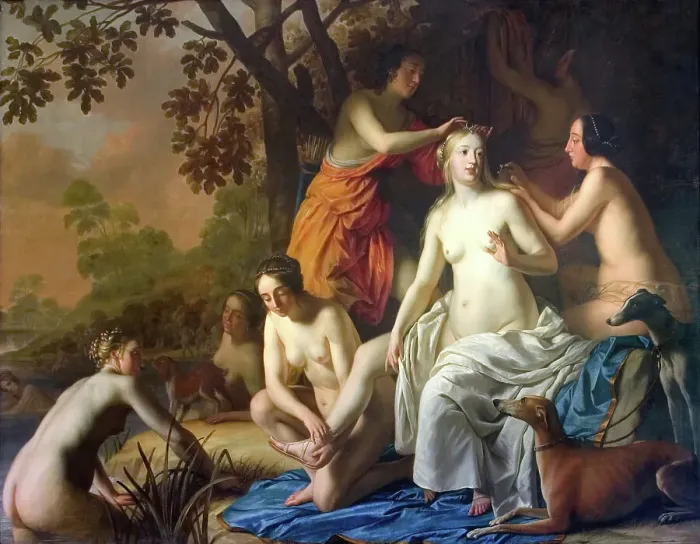 Framed Print : Diana with her Nymphs, 1650. Creator: Gerrit van Honthorst Framed Print : Diana with her Nymphs, 1650. Creator: Gerrit van Honthorst