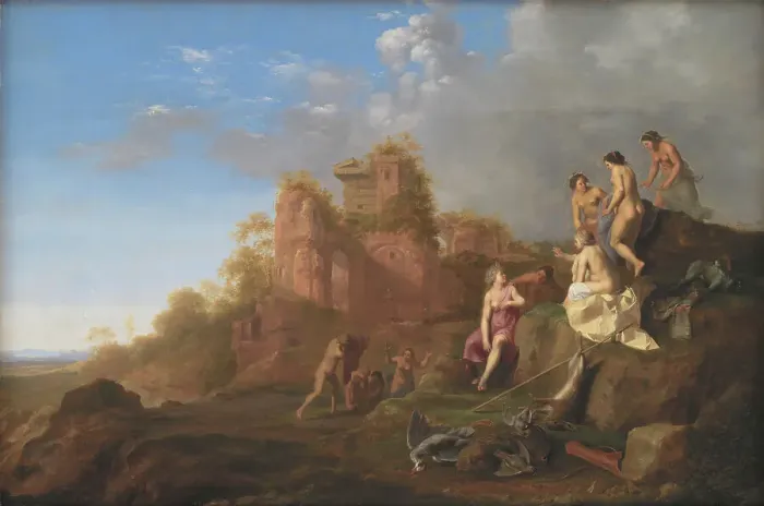 Framed Print : Diana and her Nymphs, 1659. Creator: Cornelis van Poelenburch Framed Print : Diana and her Nymphs, 1659. Creator: Cornelis van Poelenburch