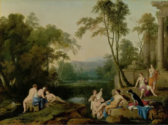 Framed Print : Diana and Her Nymphs in a Landscape, 1644. Creator: Laurent de la Hyre Framed Print : Diana and Her Nymphs in a Landscape, 1644. Creator: Laurent de la Hyre