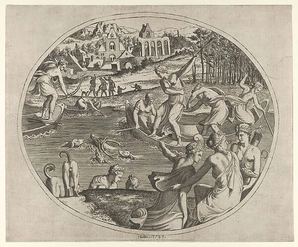 Diana and Her Nymphs Pursuing a Stag, 1547. Creator: Leon Davent