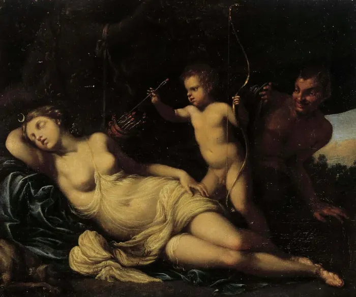 Framed Print : Diana sleeping. Creator: Agostino Carracci Framed Print : Diana sleeping. Creator: Agostino Carracci