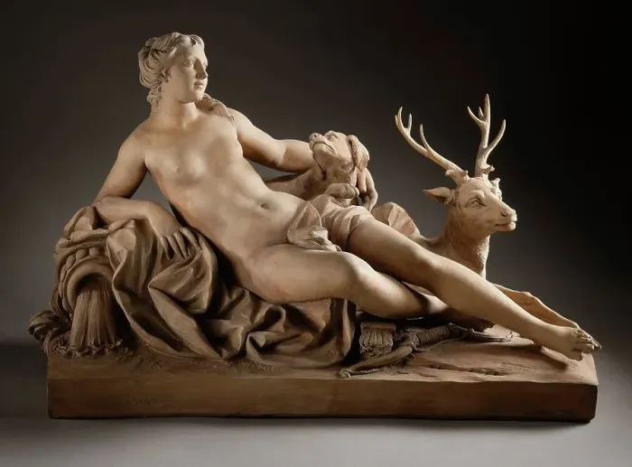 Framed Print : Diana with a Stag and a Dog, 1687. Creator: Jean-Baptiste Tuby Framed Print : Diana with a Stag and a Dog, 1687. Creator: Jean-Baptiste Tuby