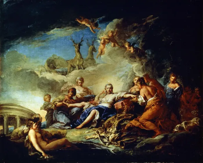 Framed Print : Dianas Rest on the Hunt, 17th century. Artist: Carle van Loo Framed Print : Dianas Rest on the Hunt, 17th century. Artist: Carle van Loo